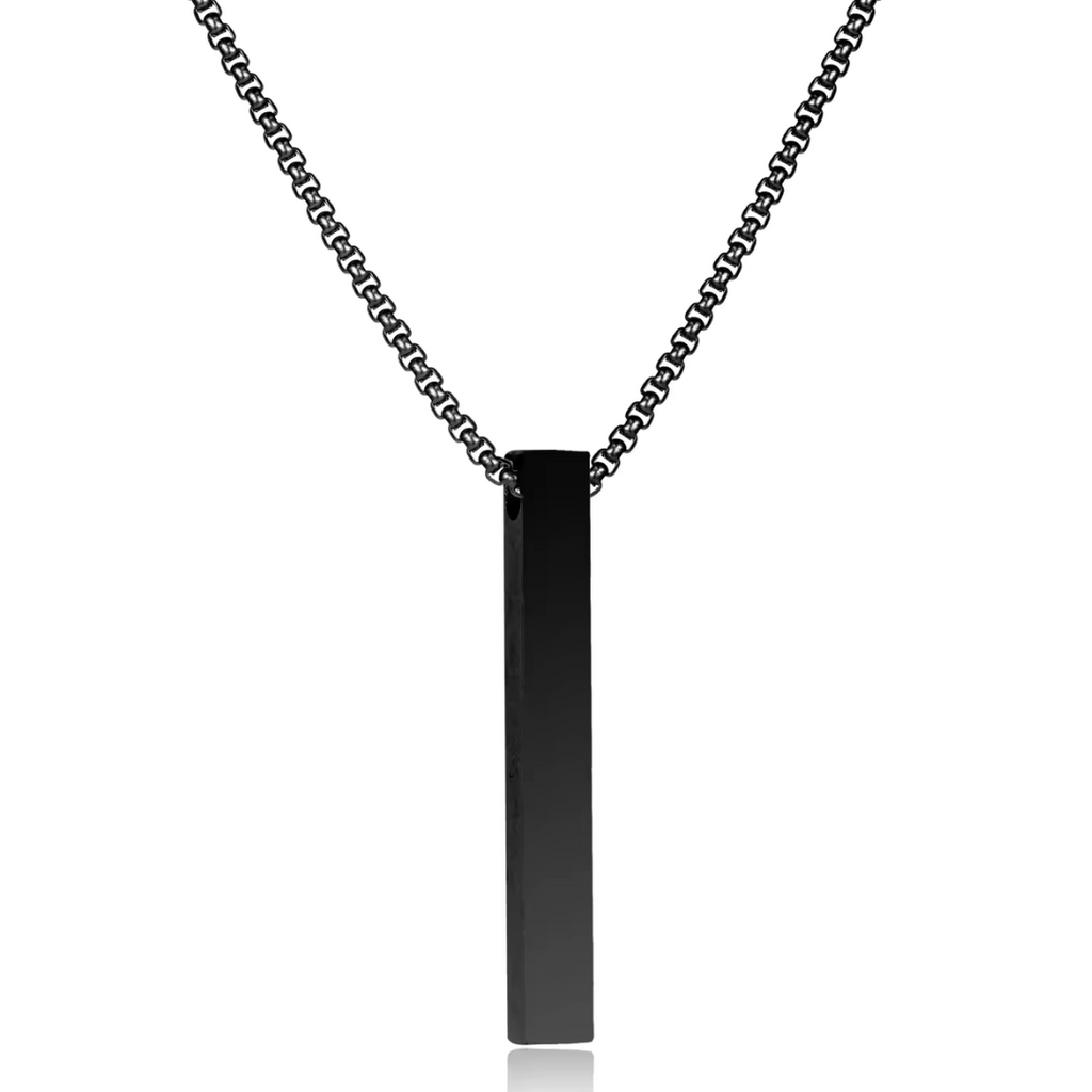 Black Bar Pendant Chain Necklace For Men