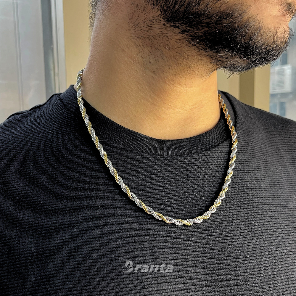 Men's Gold & Silver Twist Chain (21.5 Inch)