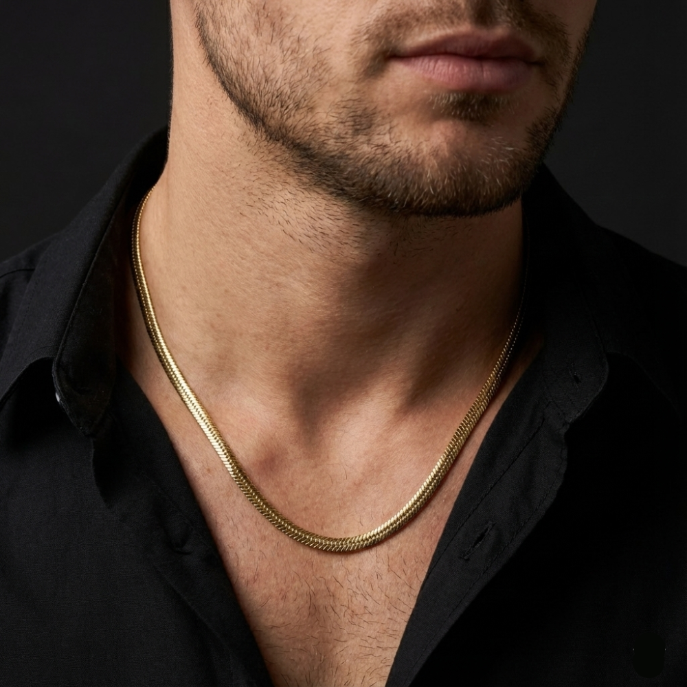 Gold Plated Snake Chain For Men (21.5 Inch)